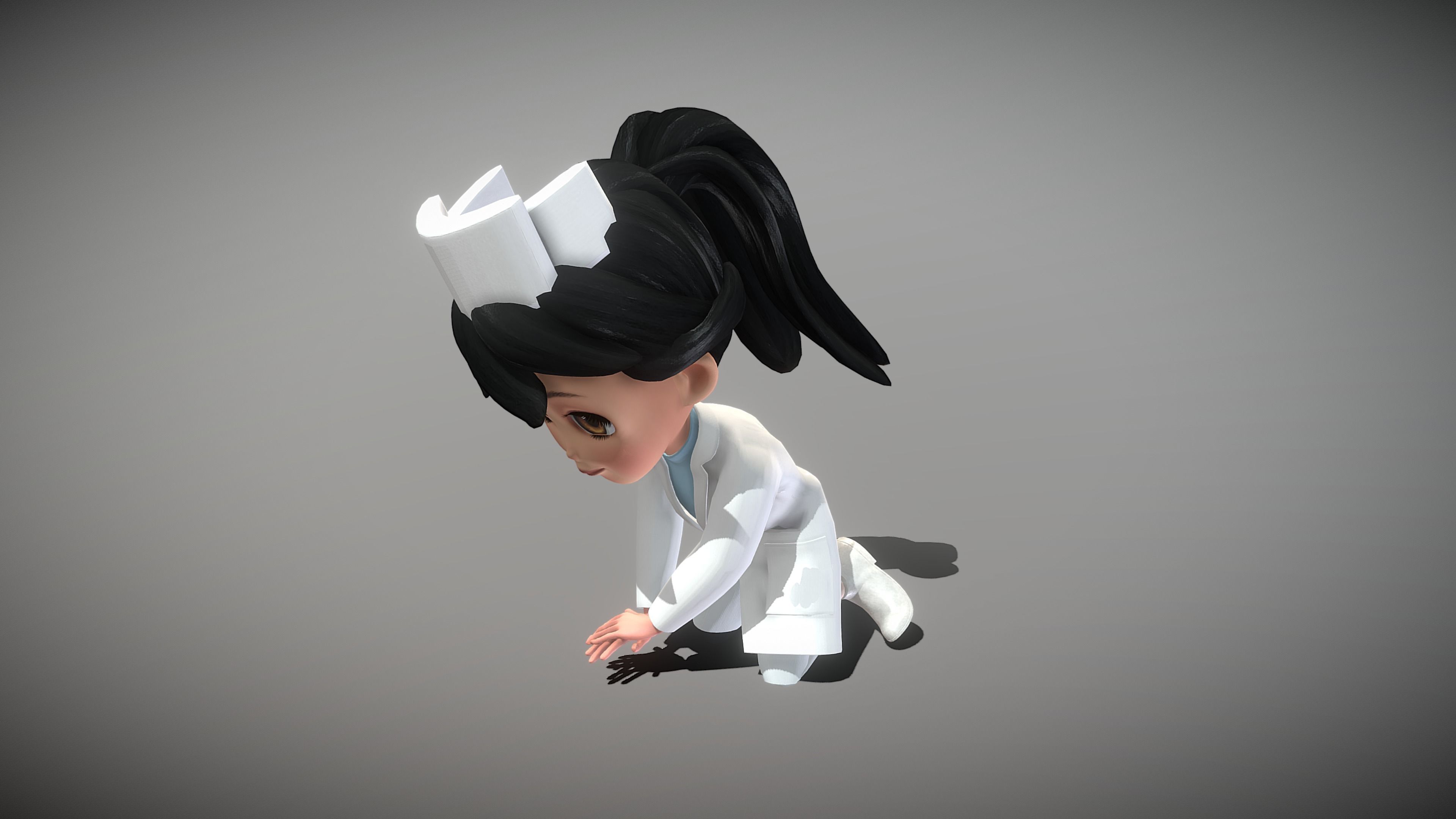 Cartoon Nurse Low-poly 3D model_6