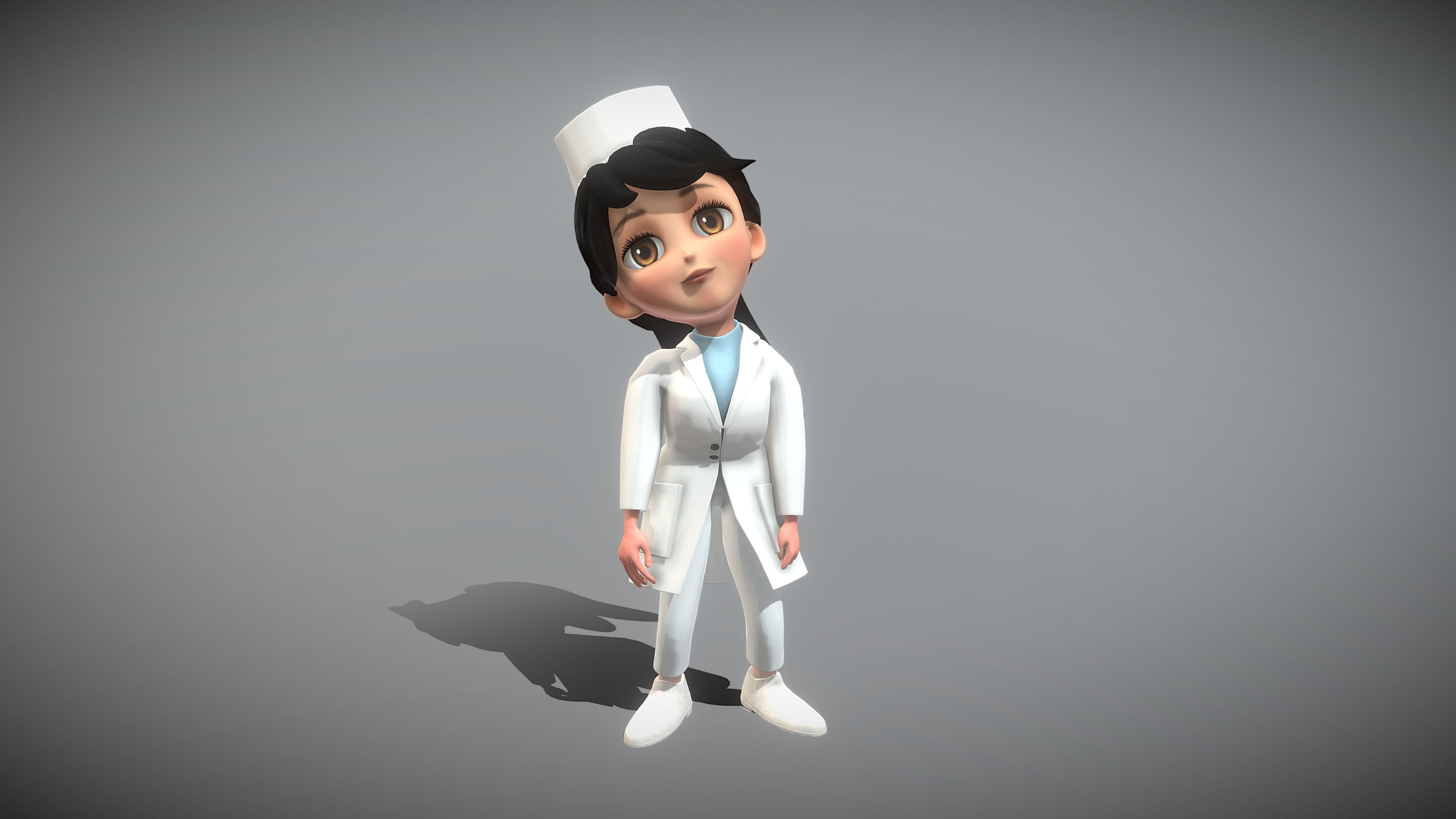 Cartoon Nurse Low-poly 3D model_11