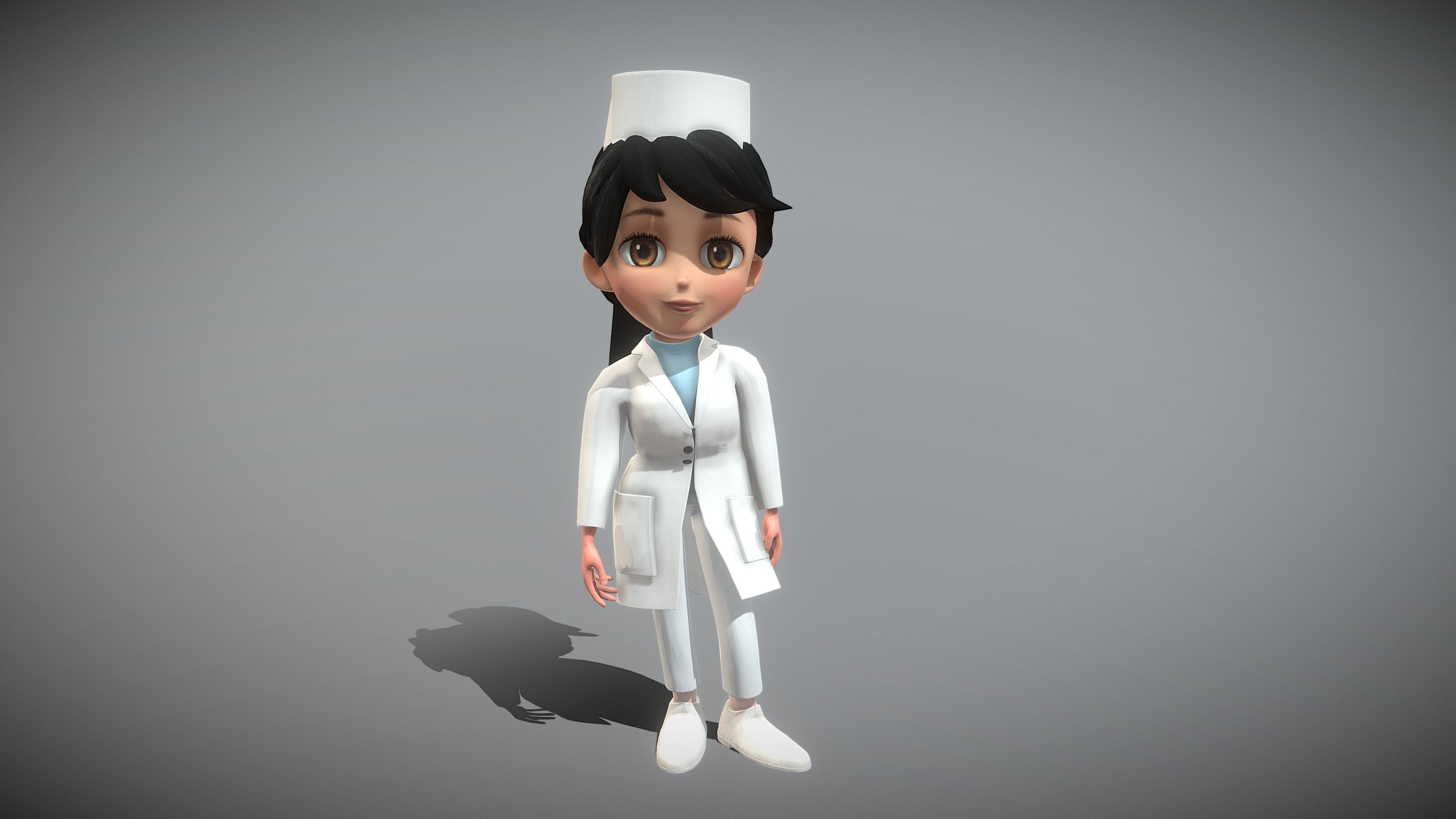 Cartoon Nurse Low-poly 3D model_2