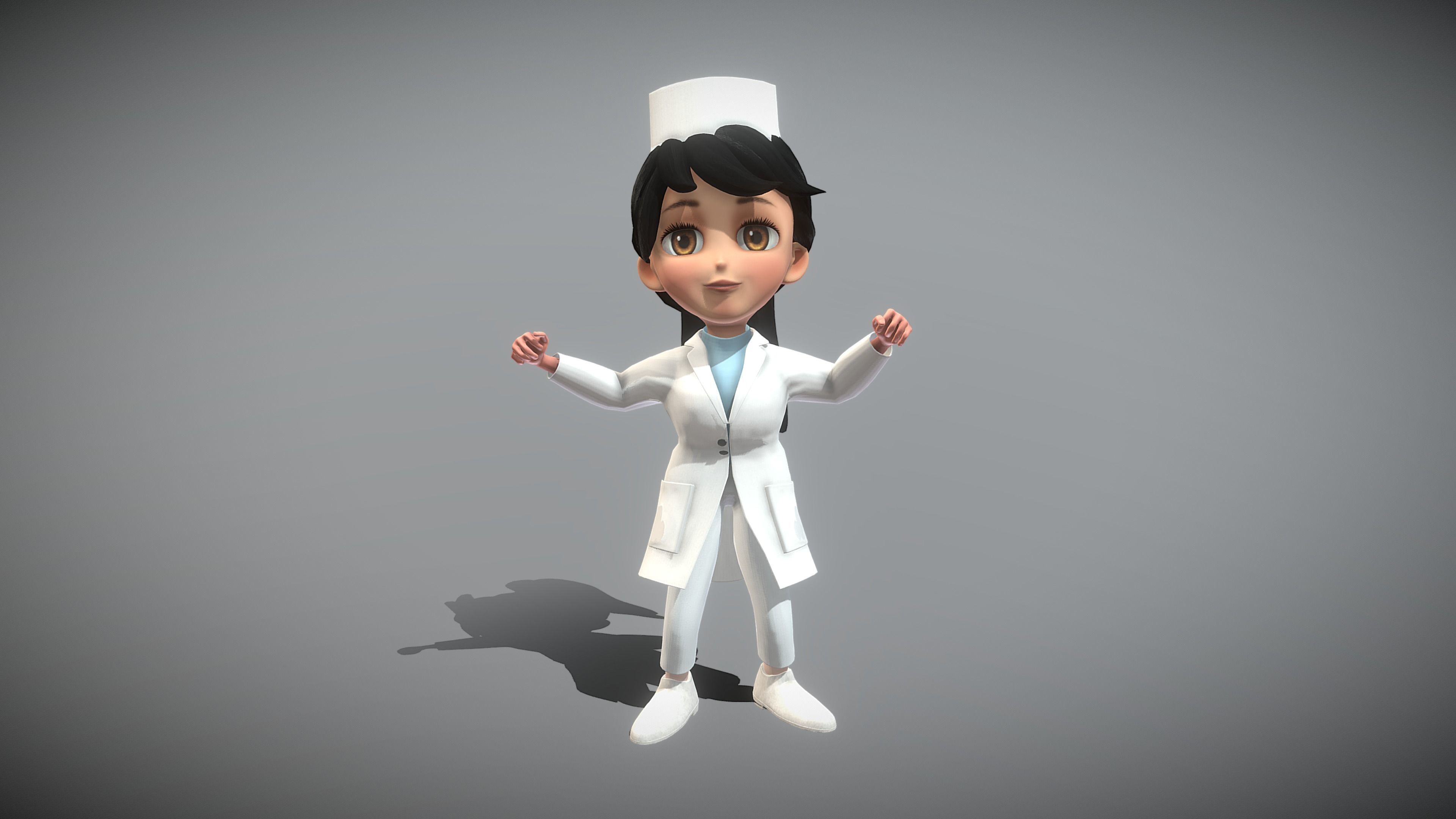 Cartoon Nurse Low-poly 3D model_9