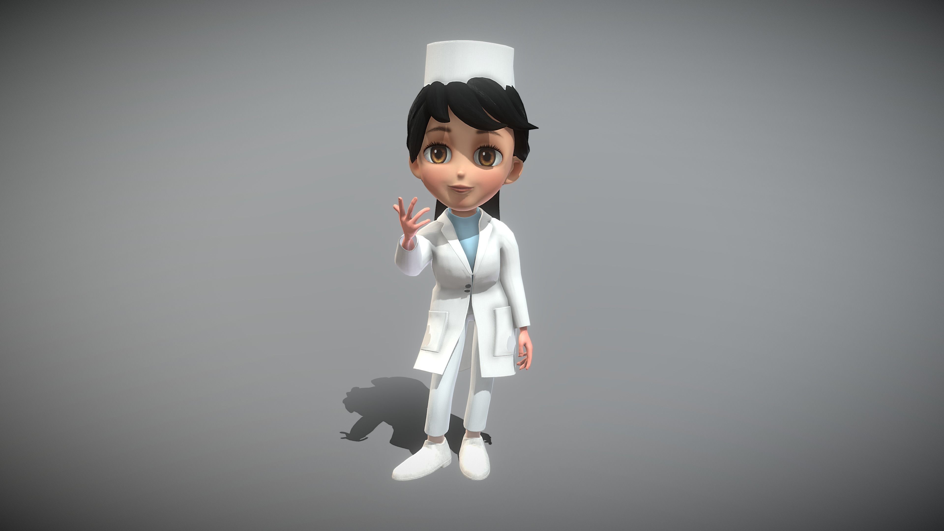 Cartoon Nurse Low-poly 3D model_7