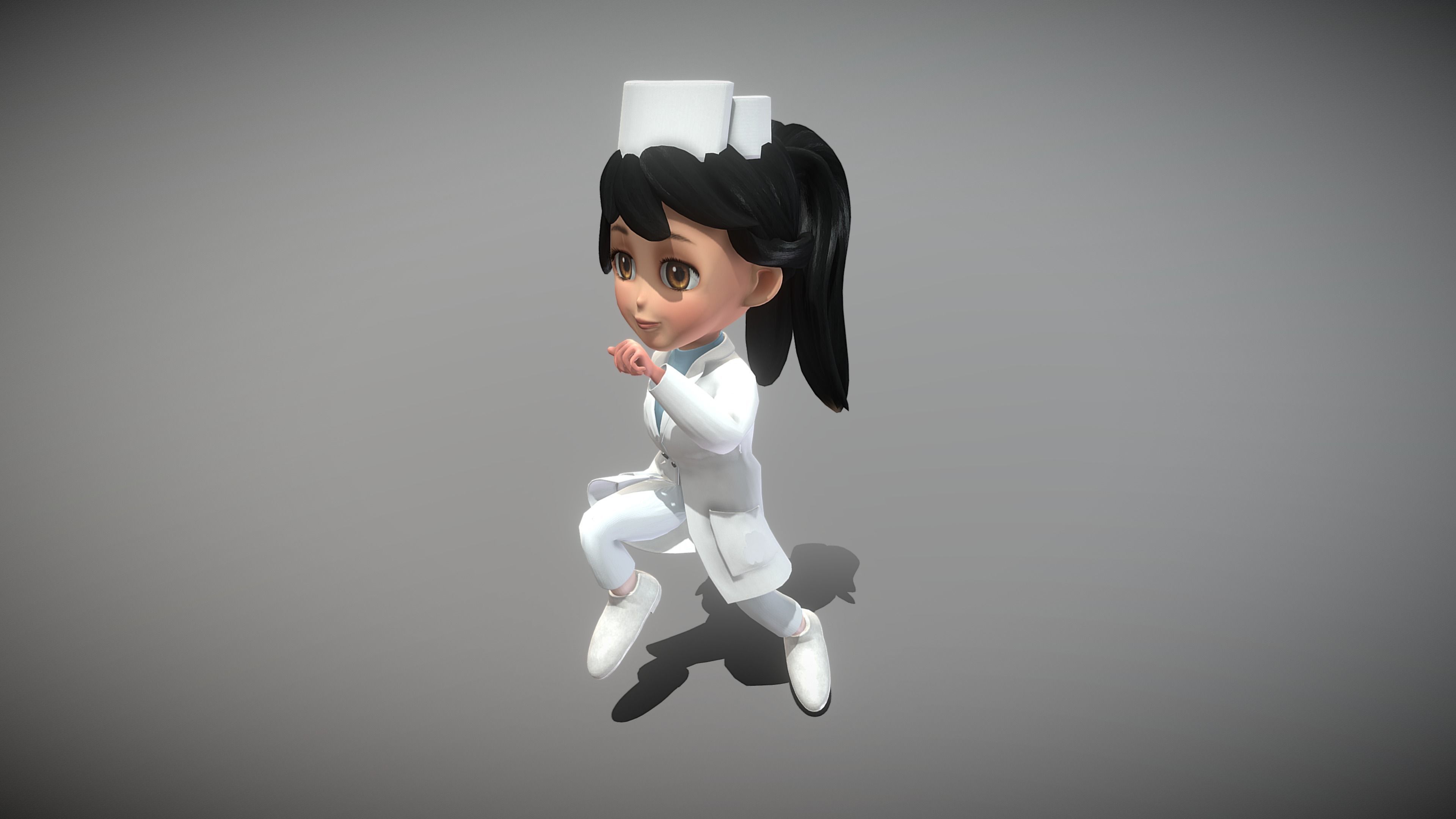 Cartoon Nurse Low-poly 3D model_5