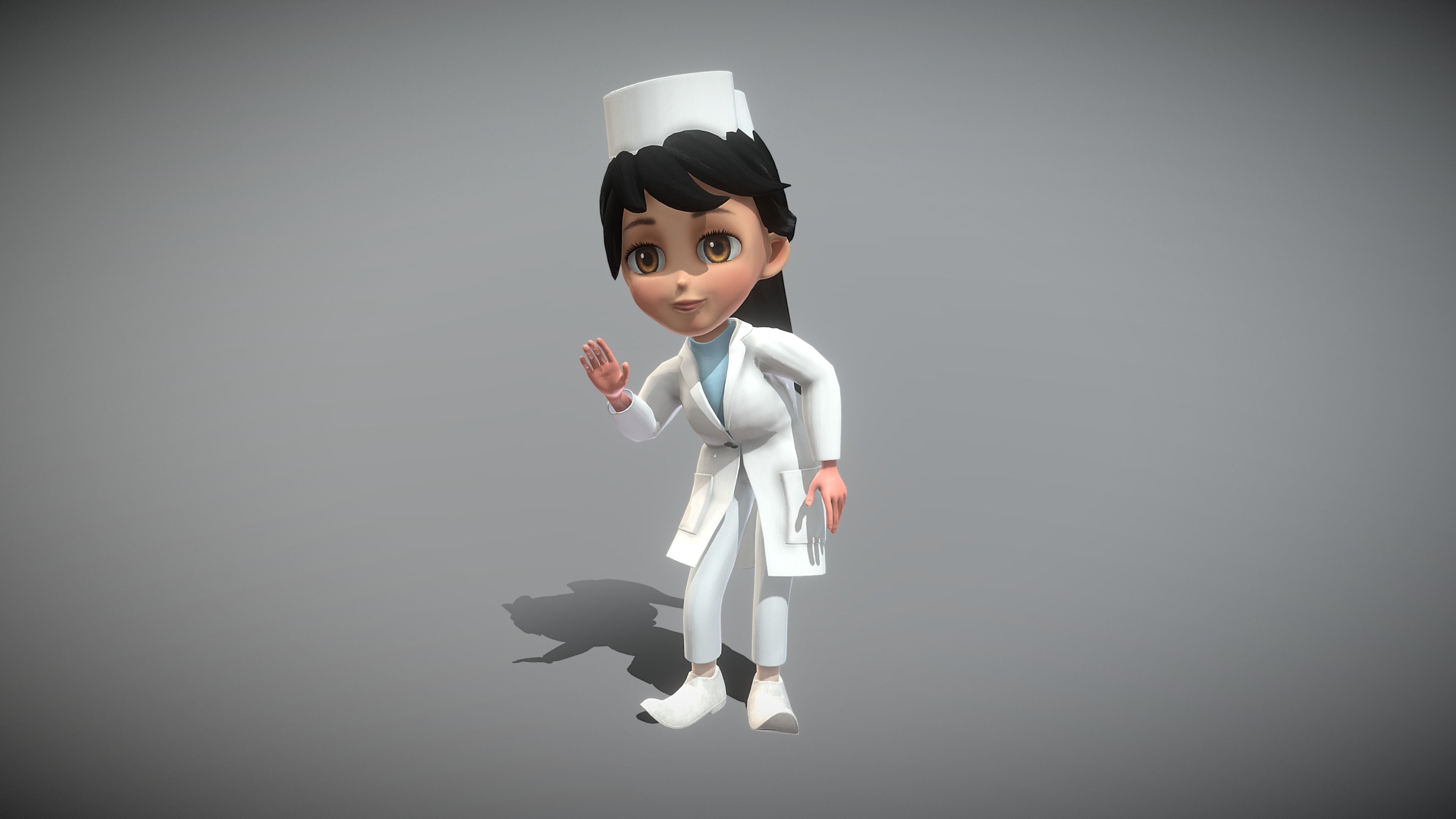 Cartoon Nurse Low-poly 3D model_8