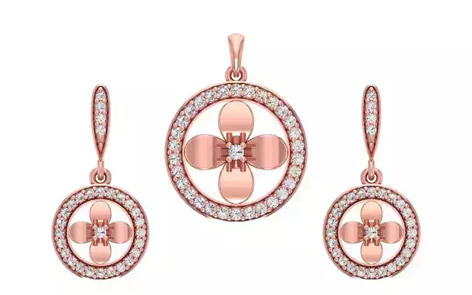 Women Earrings Pendants Sets 3dm STL OBJ FBX Renders Details