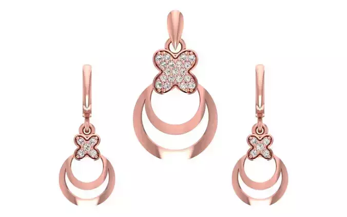 Women Earrings Pendants Sets 3dm STL OBJ FBX Renders Details
