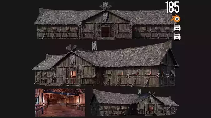 Old Viking House 4K Textures GameReady 185 Low-poly 3D model