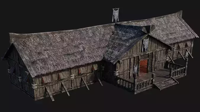 Old Viking House 4K Textures GameReady 185 Low-poly 3D model 6