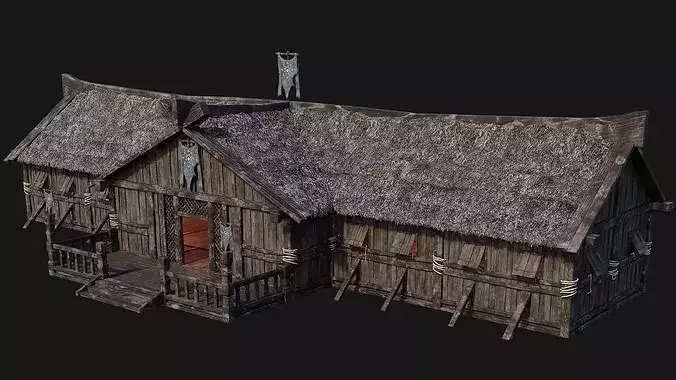 Old Viking House 4K Textures GameReady 185 Low-poly 3D model