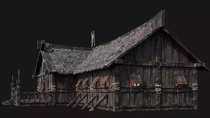 Old Viking House 4K Textures GameReady 185 Low-poly 3D model 5
