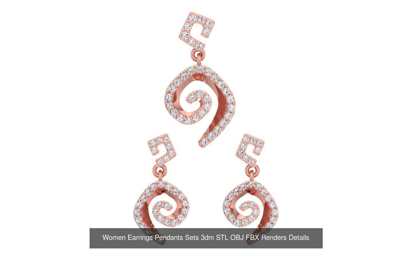 200 Women Earring Pendant Sets 3dm STL OBJ FBX Detail Collection _111