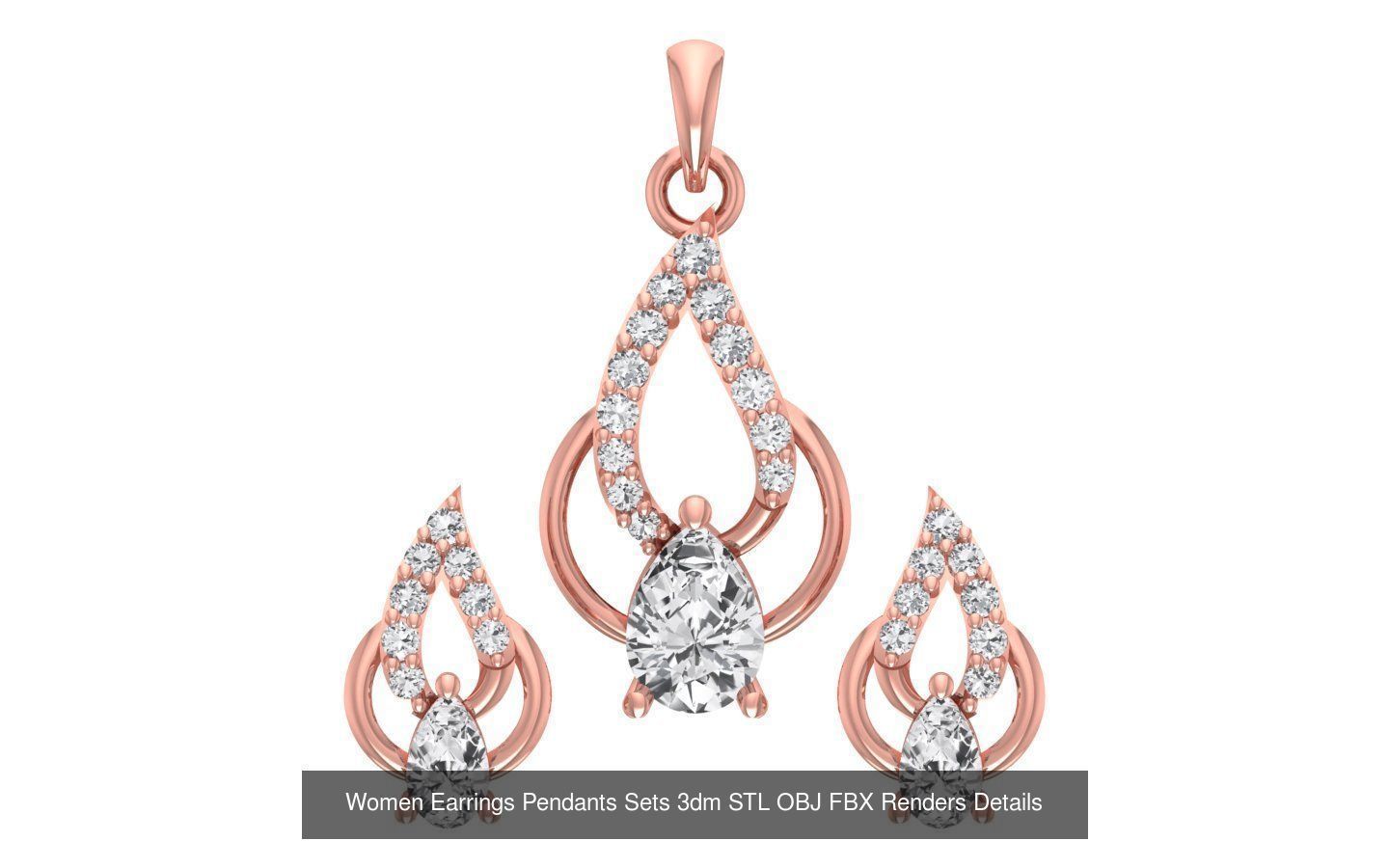 200 Women Earring Pendant Sets 3dm STL OBJ FBX Detail Collection _169