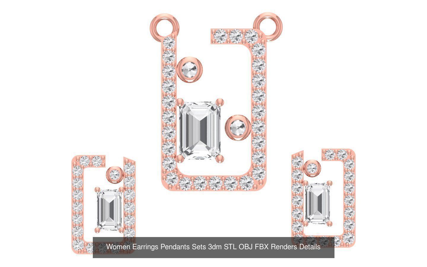 200 Women Earring Pendant Sets 3dm STL OBJ FBX Detail Collection _162