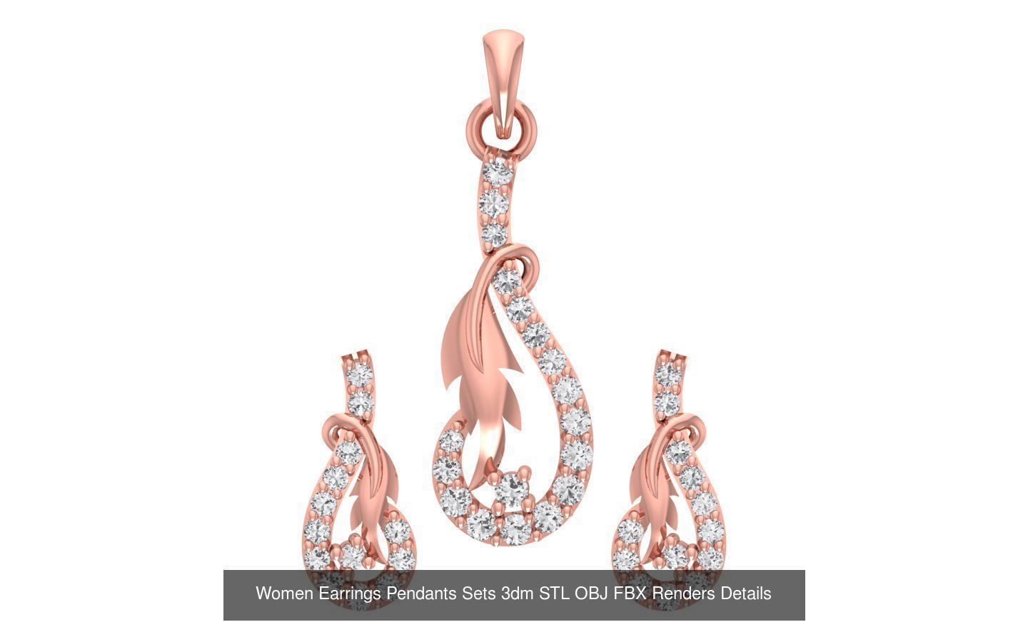 200 Women Earring Pendant Sets 3dm STL OBJ FBX Detail Collection _121