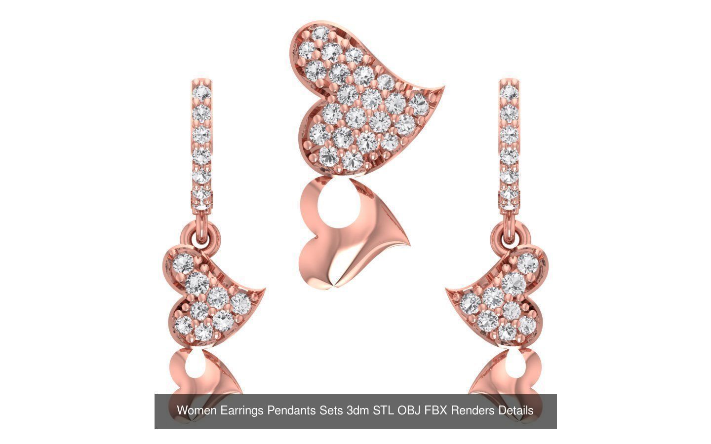 200 Women Earring Pendant Sets 3dm STL OBJ FBX Detail Collection _185