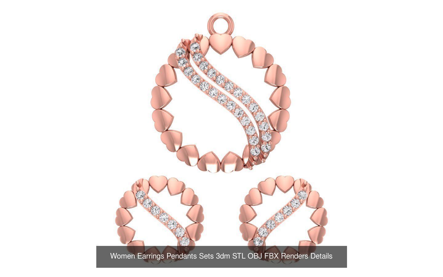 200 Women Earring Pendant Sets 3dm STL OBJ FBX Detail Collection _138