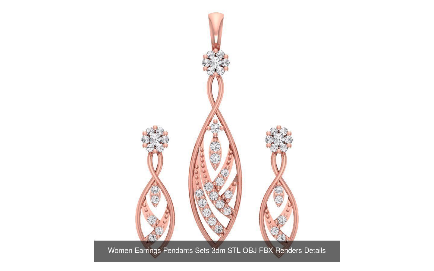 200 Women Earring Pendant Sets 3dm STL OBJ FBX Detail Collection _64