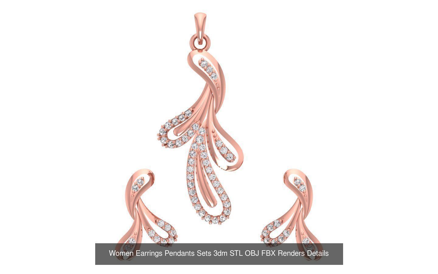 200 Women Earring Pendant Sets 3dm STL OBJ FBX Detail Collection _83