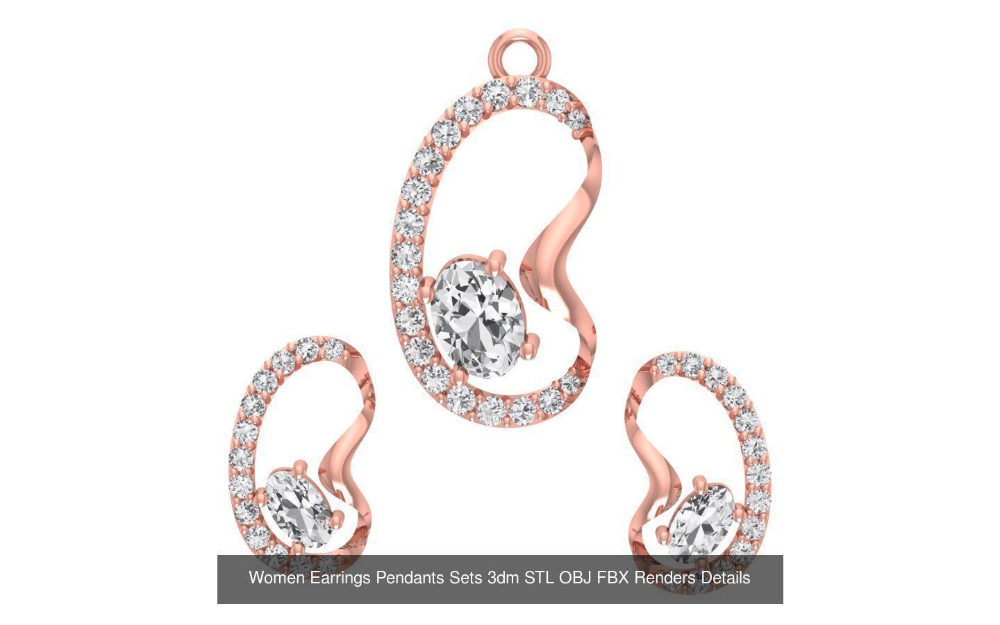 200 Women Earring Pendant Sets 3dm STL OBJ FBX Detail Collection _157