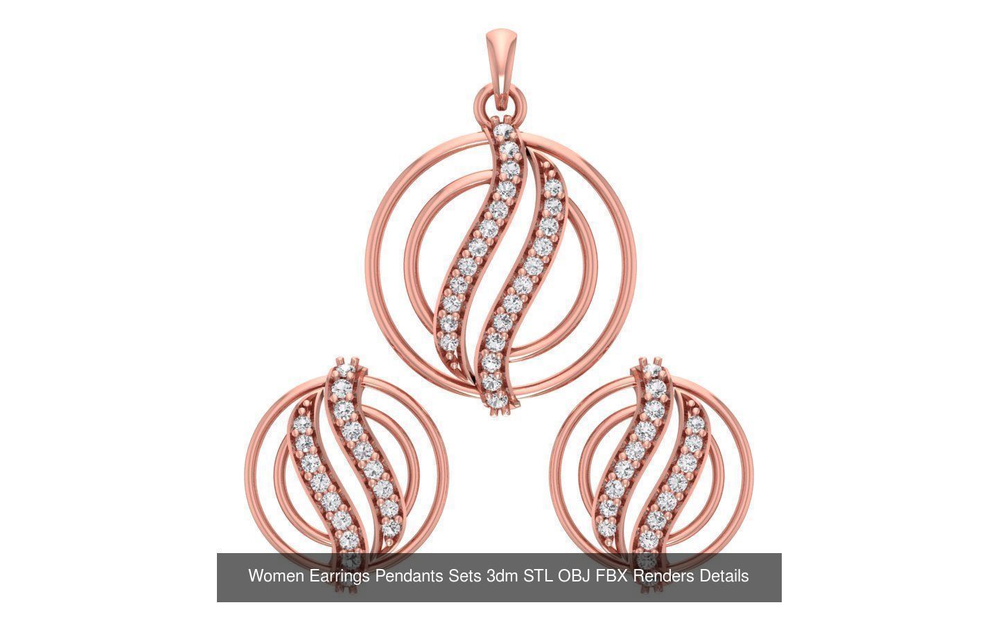 200 Women Earring Pendant Sets 3dm STL OBJ FBX Detail Collection _80