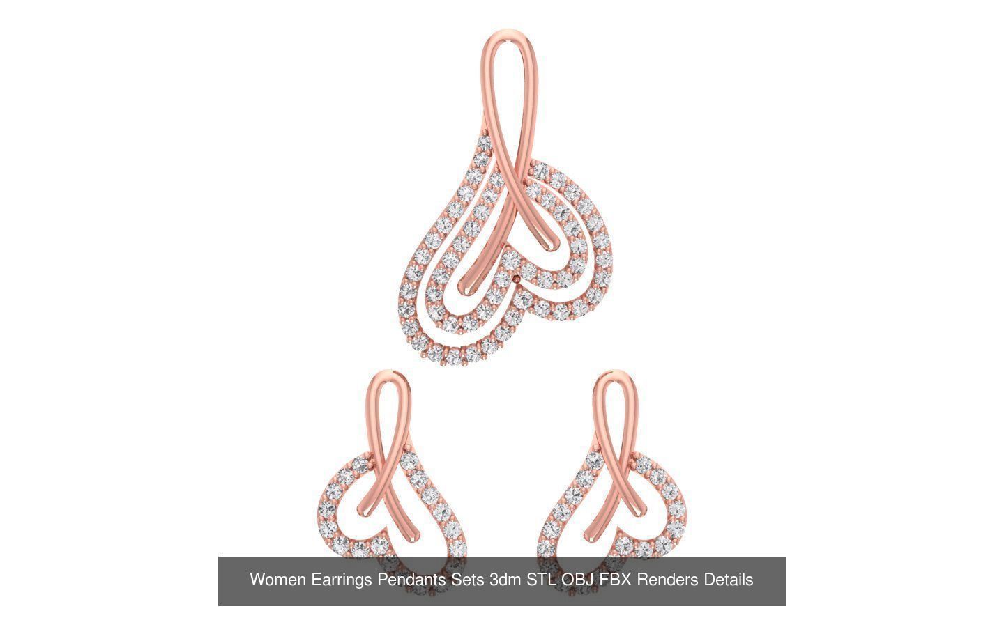 200 Women Earring Pendant Sets 3dm STL OBJ FBX Detail Collection _132