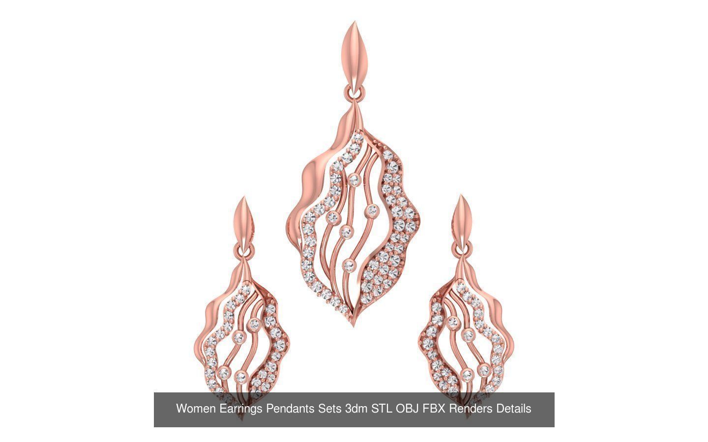 200 Women Earring Pendant Sets 3dm STL OBJ FBX Detail Collection _133