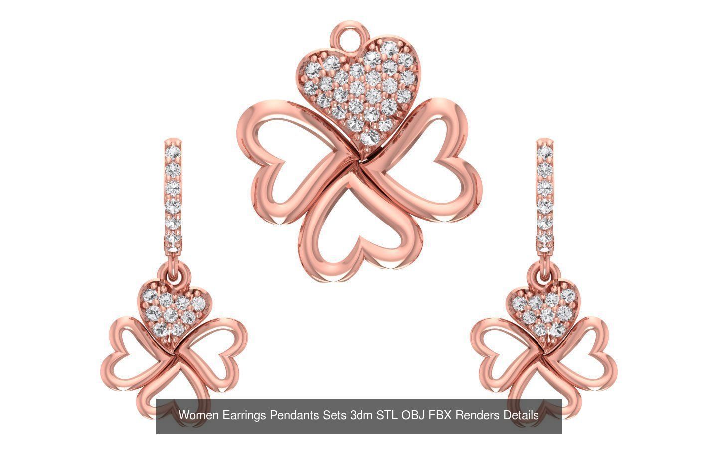 200 Women Earring Pendant Sets 3dm STL OBJ FBX Detail Collection _192