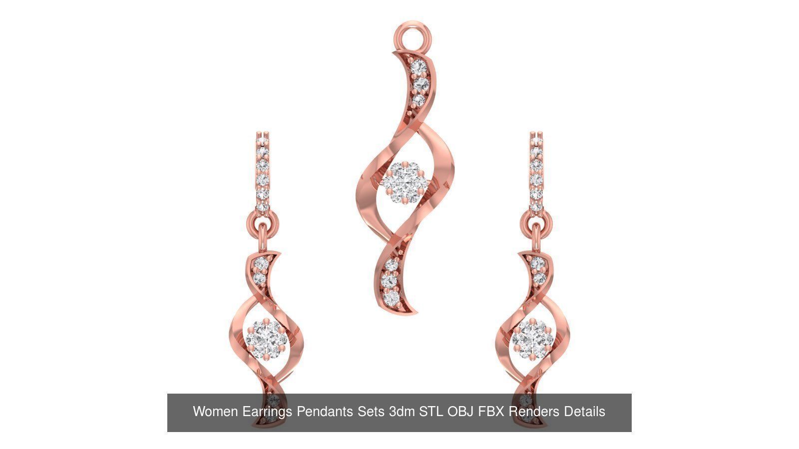 200 Women Earring Pendant Sets 3dm STL OBJ FBX Detail Collection _52