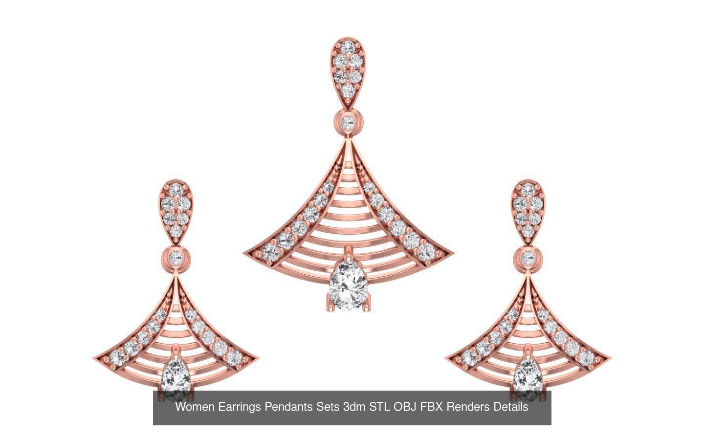 200 Women Earring Pendant Sets 3dm STL OBJ FBX Detail Collection _207