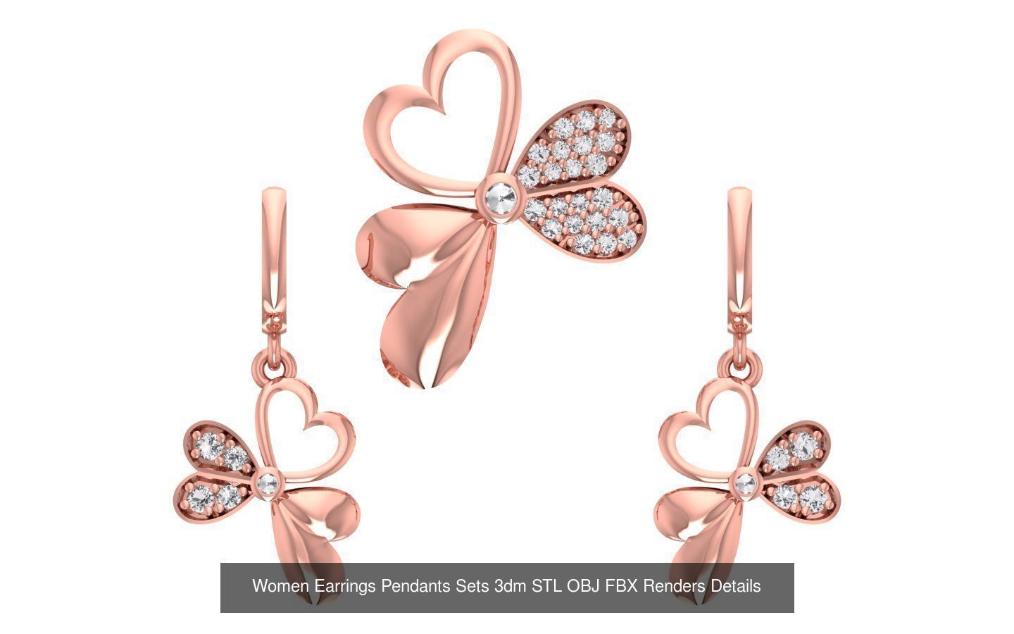 200 Women Earring Pendant Sets 3dm STL OBJ FBX Detail Collection _181