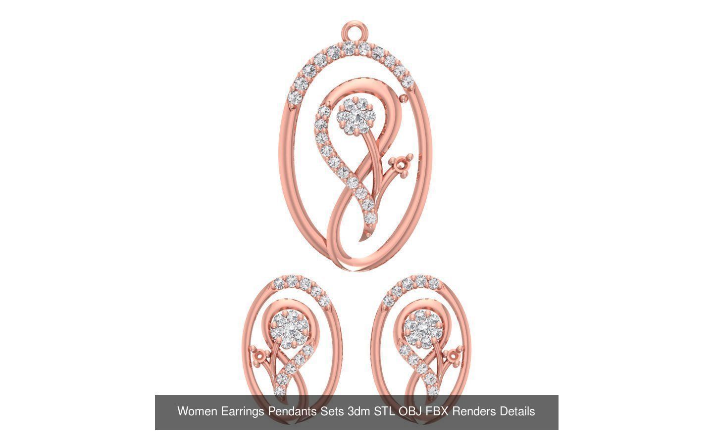 200 Women Earring Pendant Sets 3dm STL OBJ FBX Detail Collection _98