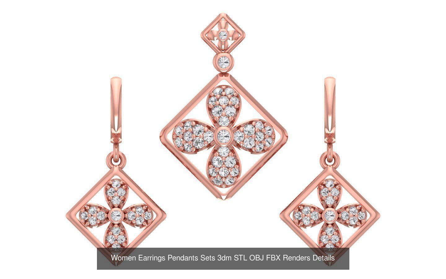 200 Women Earring Pendant Sets 3dm STL OBJ FBX Detail Collection _180