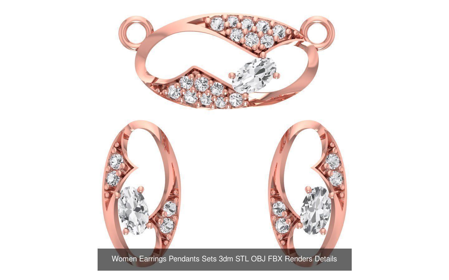 200 Women Earring Pendant Sets 3dm STL OBJ FBX Detail Collection _161