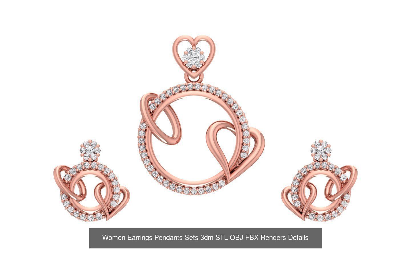 200 Women Earring Pendant Sets 3dm STL OBJ FBX Detail Collection _73