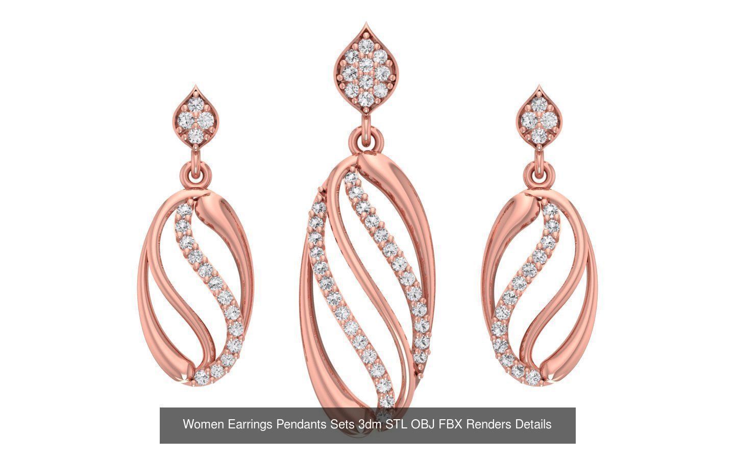 200 Women Earring Pendant Sets 3dm STL OBJ FBX Detail Collection _85