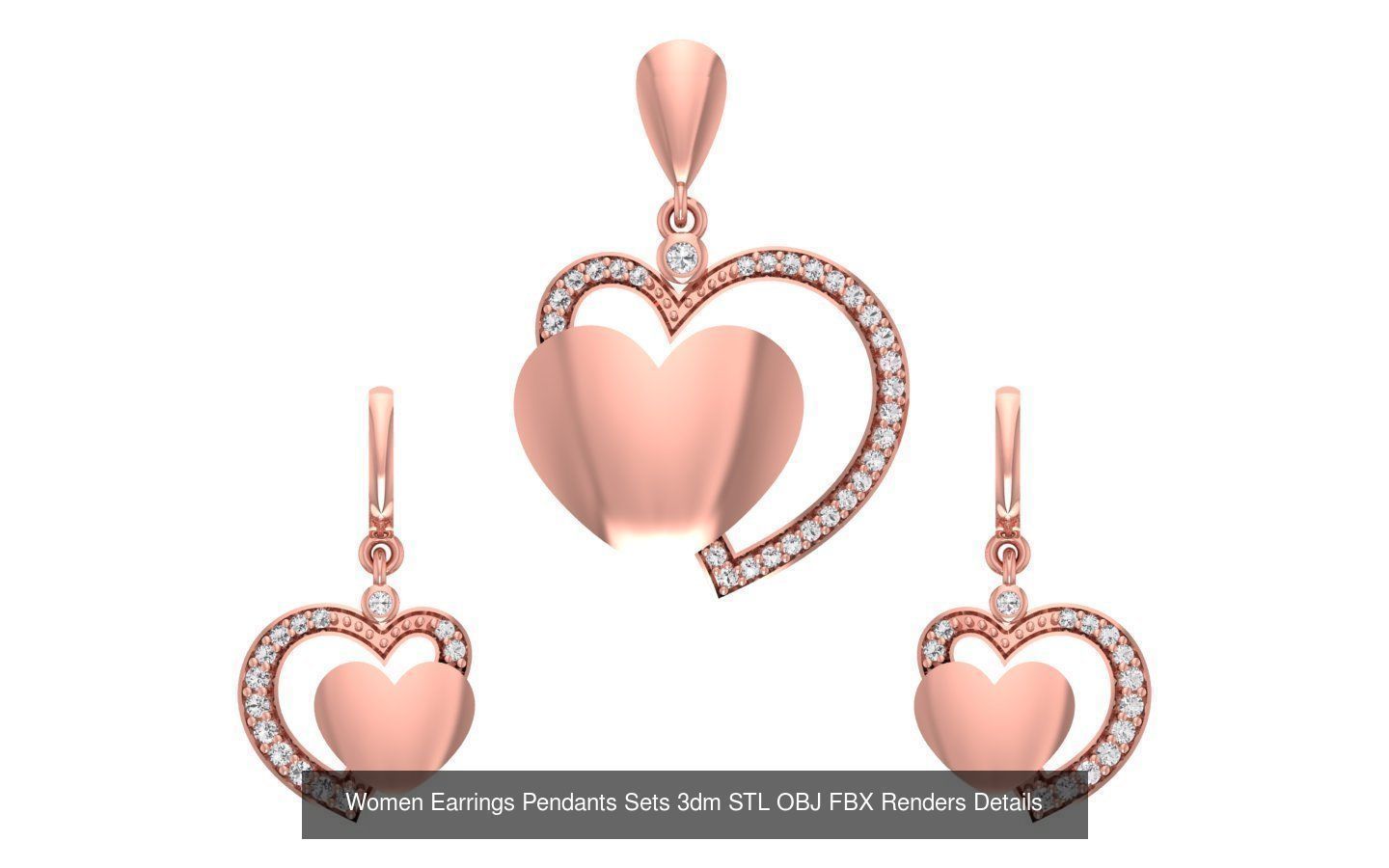 200 Women Earring Pendant Sets 3dm STL OBJ FBX Detail Collection _183