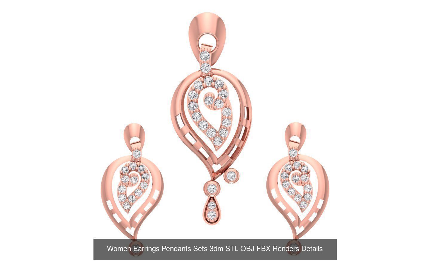 200 Women Earring Pendant Sets 3dm STL OBJ FBX Detail Collection _204