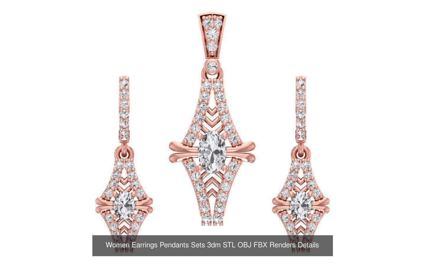 200 Women Earring Pendant Sets 3dm STL OBJ FBX Detail Collection _209