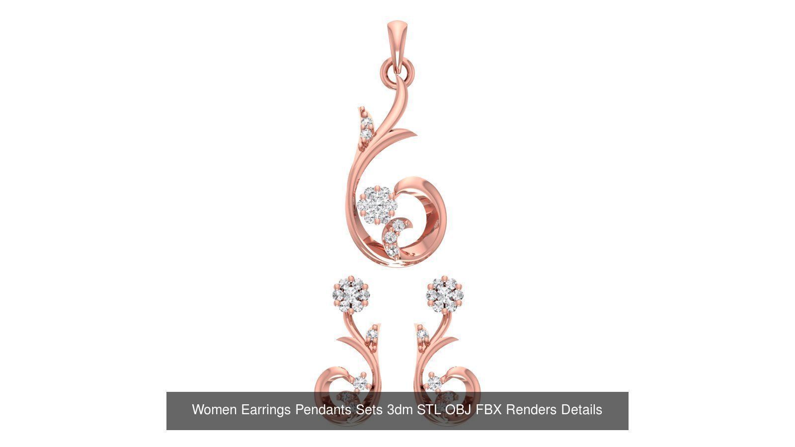 200 Women Earring Pendant Sets 3dm STL OBJ FBX Detail Collection _49