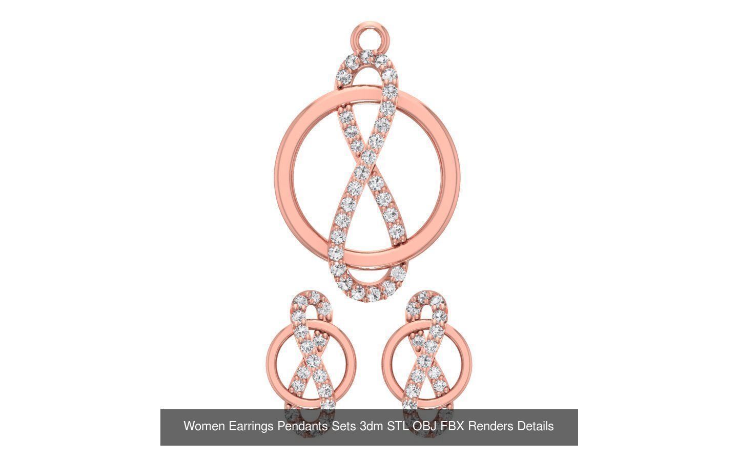 200 Women Earring Pendant Sets 3dm STL OBJ FBX Detail Collection _140