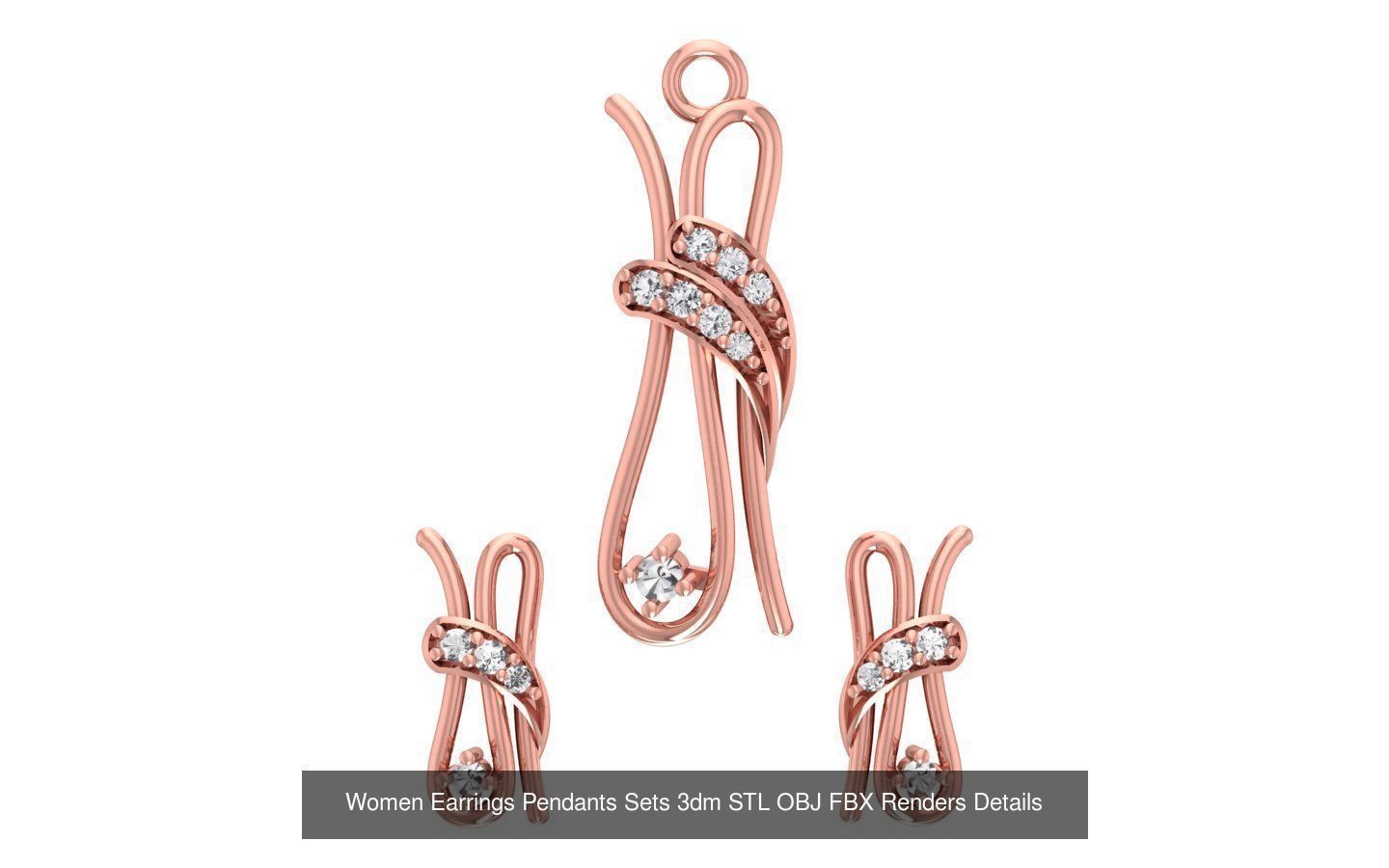 200 Women Earring Pendant Sets 3dm STL OBJ FBX Detail Collection _147