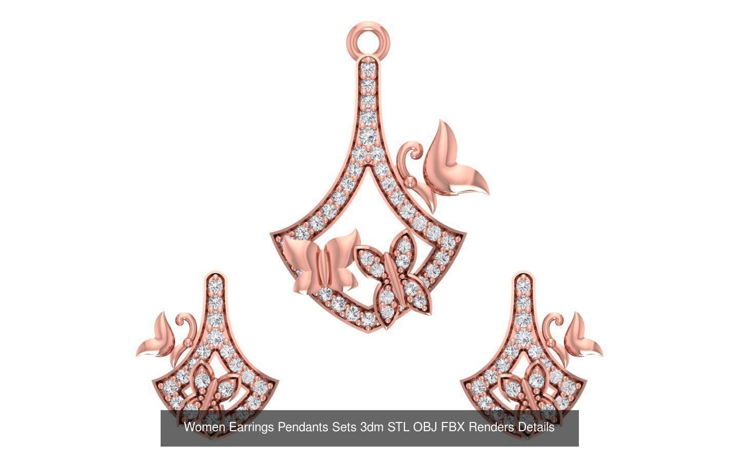 200 Women Earring Pendant Sets 3dm STL OBJ FBX Detail Collection _201