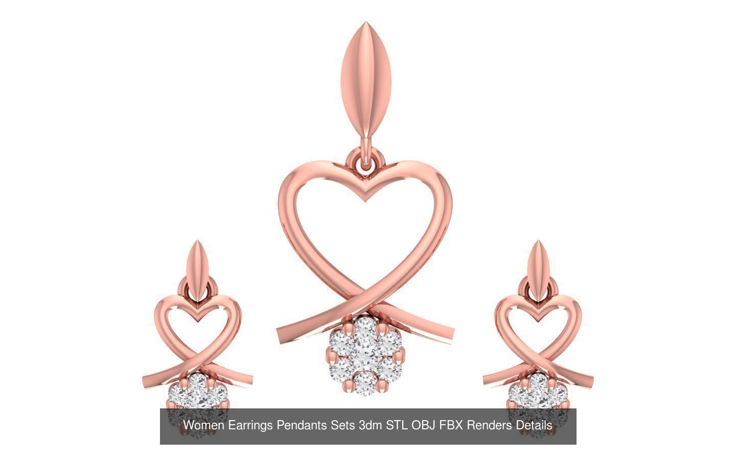 200 Women Earring Pendant Sets 3dm STL OBJ FBX Detail Collection _124