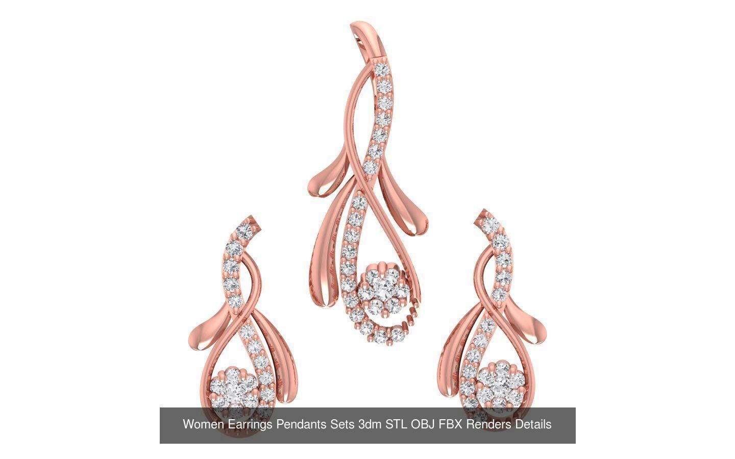 200 Women Earring Pendant Sets 3dm STL OBJ FBX Detail Collection _63