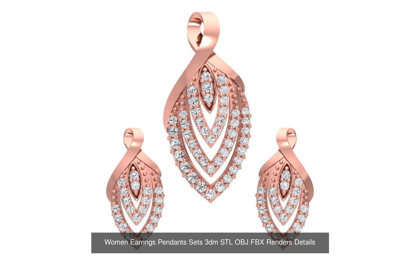 200 Women Earring Pendant Sets 3dm STL OBJ FBX Detail Collection _90