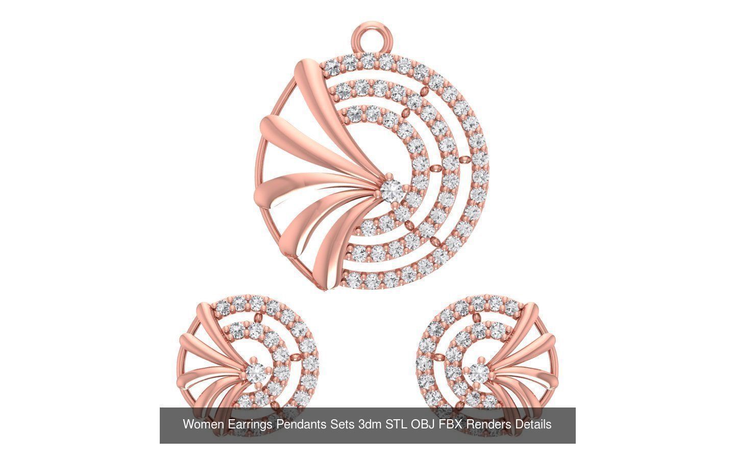 200 Women Earring Pendant Sets 3dm STL OBJ FBX Detail Collection _109