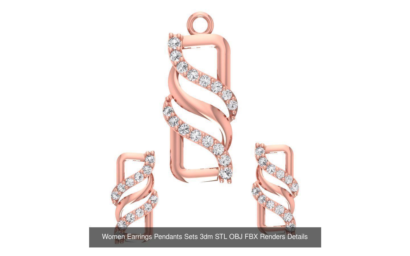 200 Women Earring Pendant Sets 3dm STL OBJ FBX Detail Collection _141