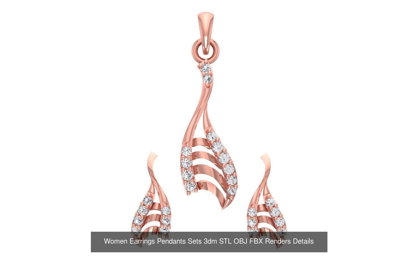 200 Women Earring Pendant Sets 3dm STL OBJ FBX Detail Collection _118