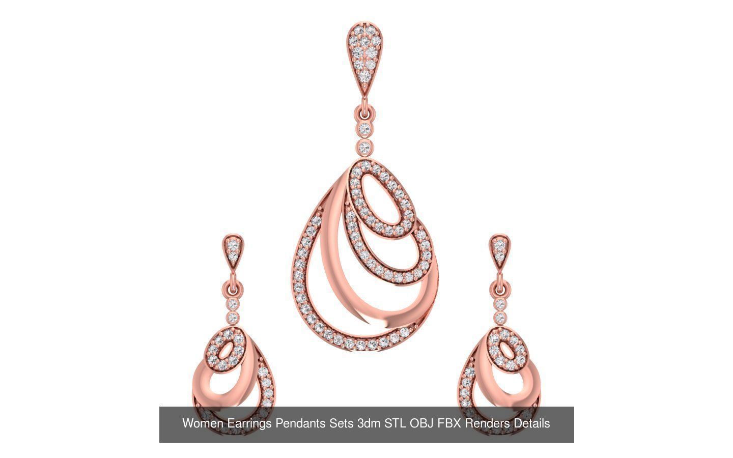 200 Women Earring Pendant Sets 3dm STL OBJ FBX Detail Collection _177