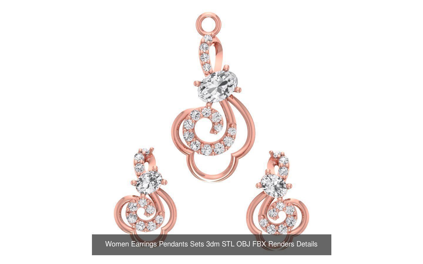 200 Women Earring Pendant Sets 3dm STL OBJ FBX Detail Collection _170