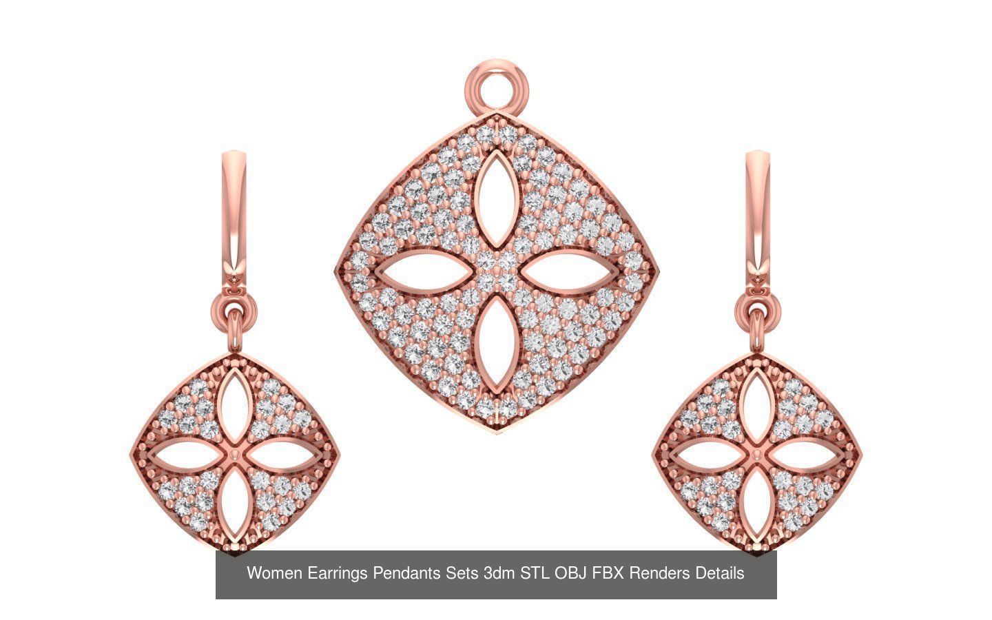 200 Women Earring Pendant Sets 3dm STL OBJ FBX Detail Collection _191